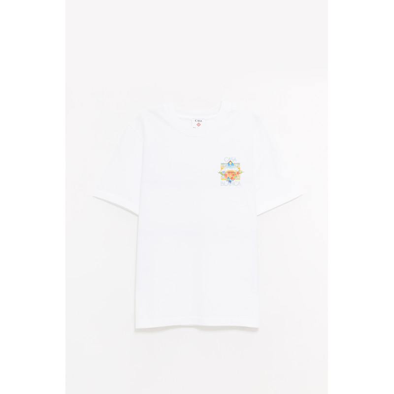 CASABLANCA WHITE FLOWER COURT ICON FLOWER COURT ICON T SHIRT